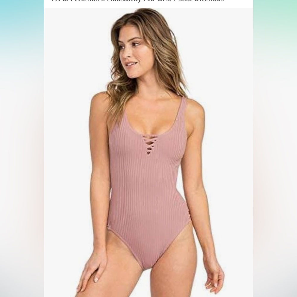 RVCA Rockaway Ribbed Mauve One Piece Swimsuit